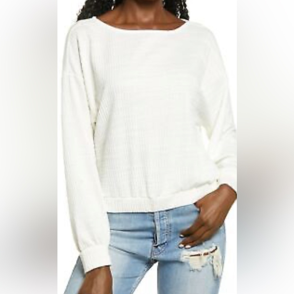 All in Favor boatneck white top - size large